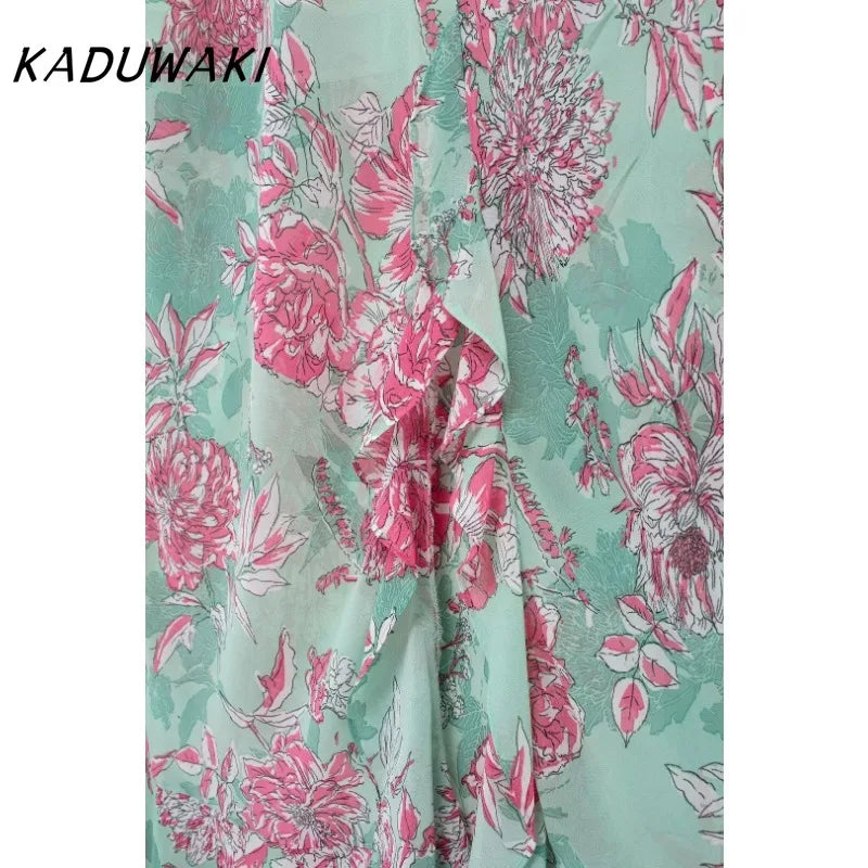 Fairy Garden Coquette Style Floral Print Dress For Women Knee Length