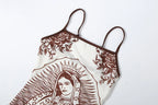 See Through Sling Dress Backless Mini For Women Flirty Cartoon Print