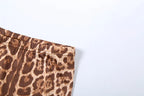 Leopard Print Mock Neck Tracksuit With Slim Capri Pants