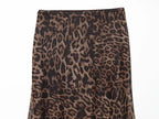 Vintage Leopard Print Mesh Long Skirt With Empire Waist Flowy Tulle