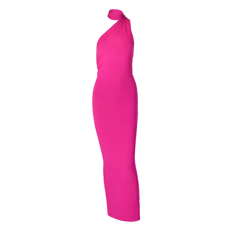 One Shoulder Backless Ruched Dress