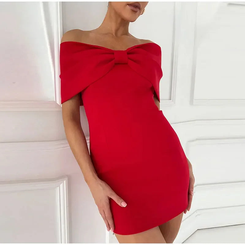 Bow Strapless Mini Backless Bodycon Dress