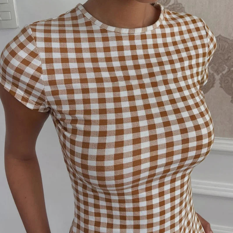 Summer Plaid Short Sleeve Pajama Set