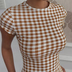 Summer Plaid Short Sleeve Pajama Set