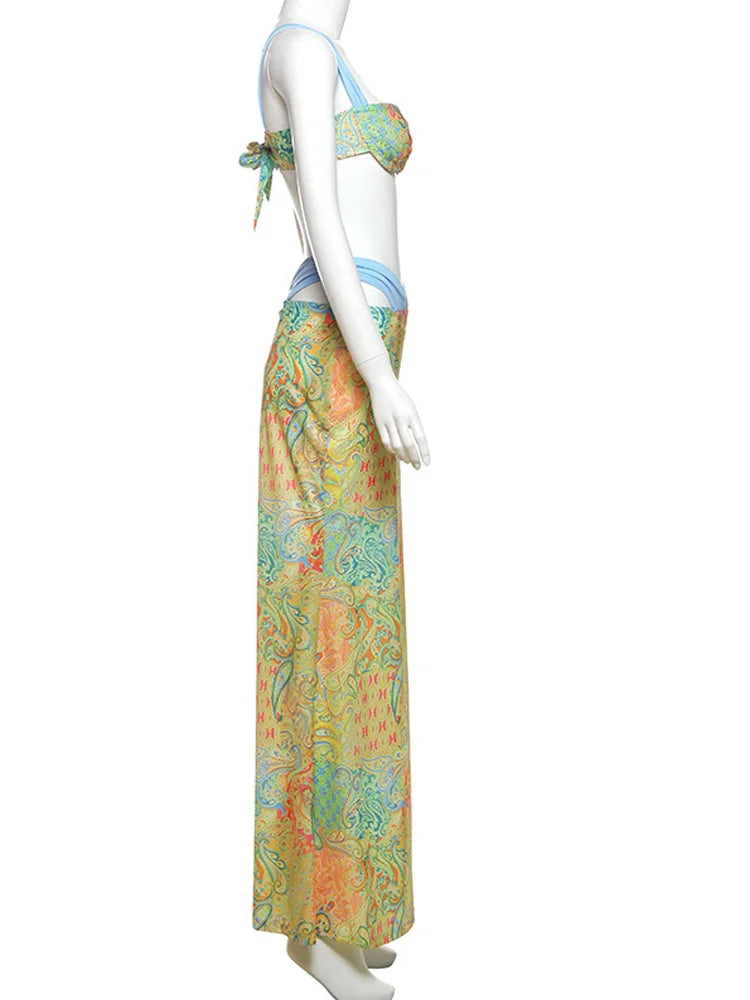 Goddess Skirt Set With Crop Top