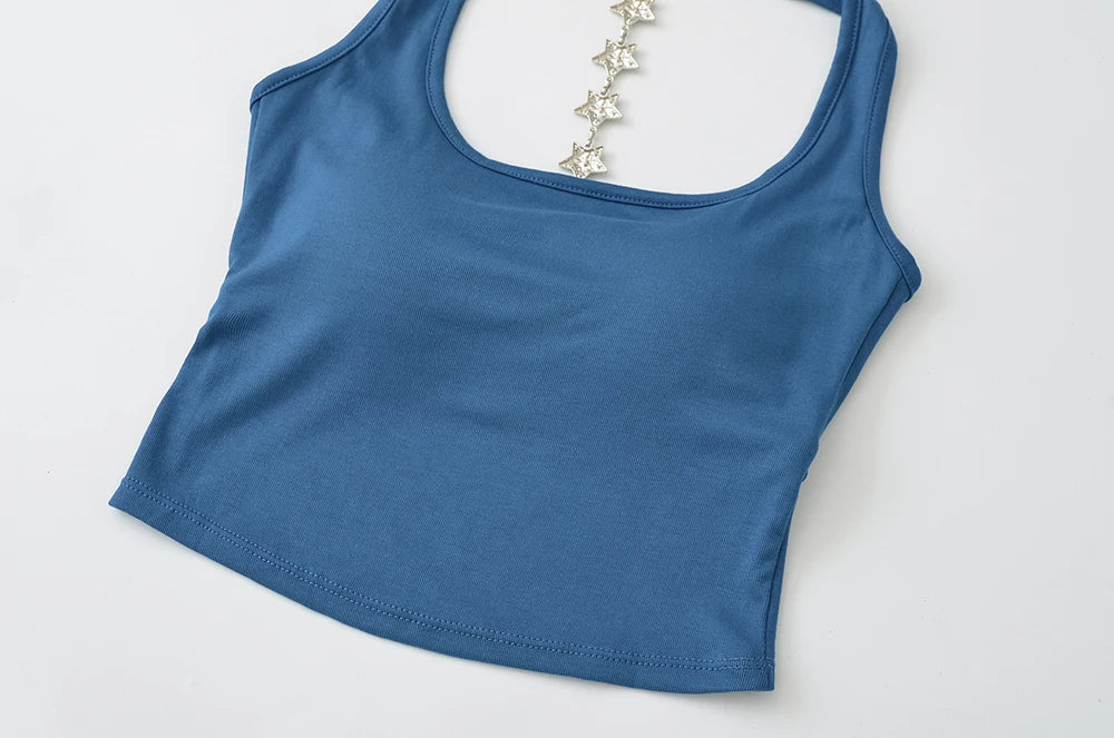 Midnight Y2K Backless Chain Cutout Strapless Tank Top