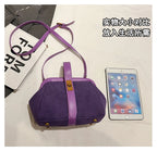 Luxe Faux Suede Frame Shoulder Bag With PU Accent Elegant Crossbody