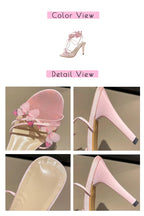 Glam Pink Satin Butterfly Strappy Heels