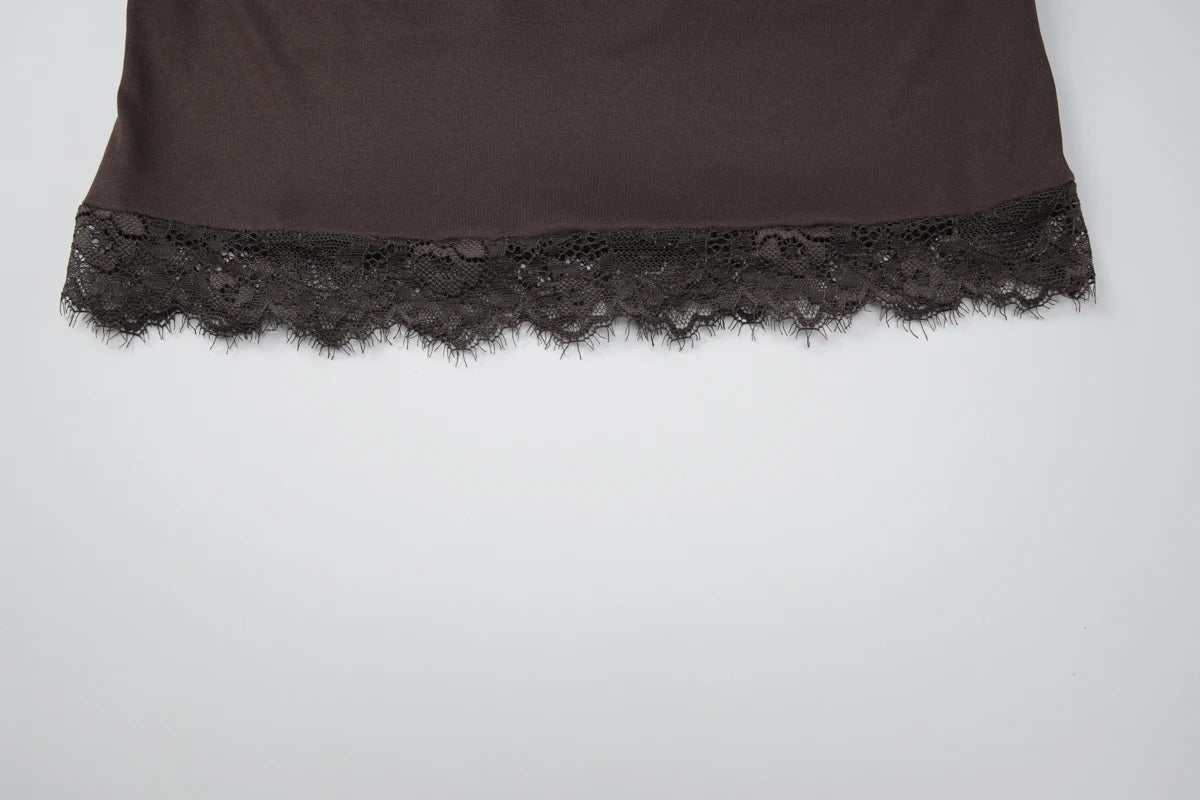 Backless Halter Knit Tank With Lace Up Details And Swing Collar