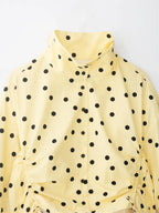 Yellow Polka Dot Two Piece Set With High-Neck Jacket And Balloon Shorts