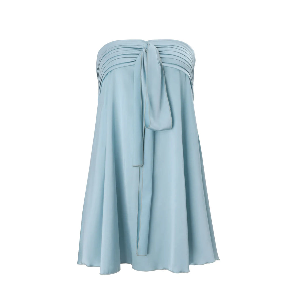 Simple Fashion Ssleeveless Satin Tube Top Strap Low Waist Short Dress