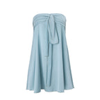 Simple Fashion Ssleeveless Satin Tube Top Strap Low Waist Short Dress