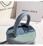 Denim Tassel Cylinder Bag For Women With Shoulder Messenger Style