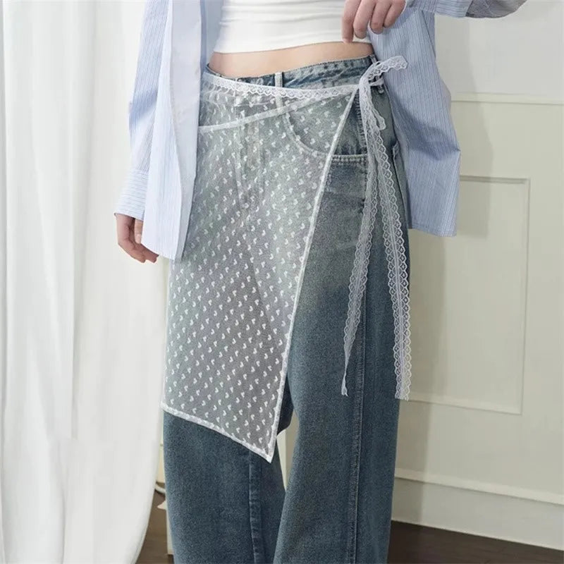 Lace Layered Gauze Skirt With Wrap Style Spicy Girl Streetwear Look For Bold Everyday Chic