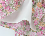 Floral Print Chiffon Sexy Backless Slim Super Short Lace Camis Top