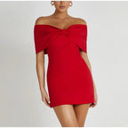 Bow Strapless Mini Backless Bodycon Dress