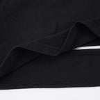 Hollow Stand-Up Collar Shirt With Ultra Slim Fit Short Sleeve Black Top