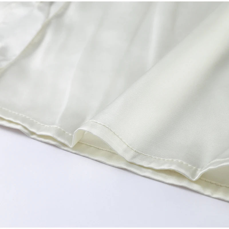 Lace Splicing Female Chic Bow Lace-up V Neck Short Sleeve Shirt