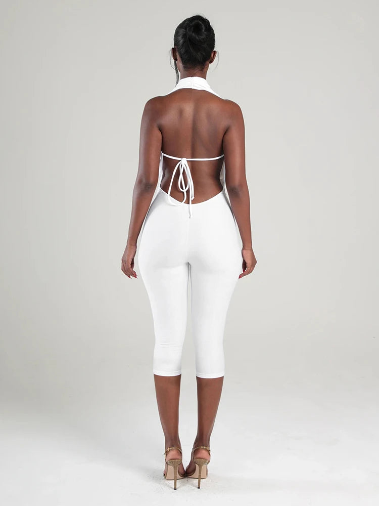 Swing Collar Playsuit Backless Halter Sleeveless Bandage