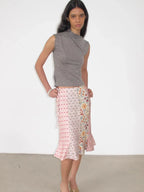 Romantic Patchwork Floral Mermaid Skirt For Women Knee Length Fashion Bottoms