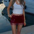 Gleaming Tassel Sequin Mini Skirt For Party Nights Bodycon A Line Glitter Short Dressy Style