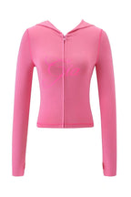 Two Piece Slim Fit Letter Print Hooded Zipper Jacket And Pants Set Open Thread Design