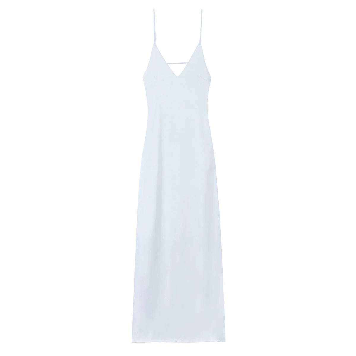 Sling Long Dress With V Neck Backless Elegant Sleeveless