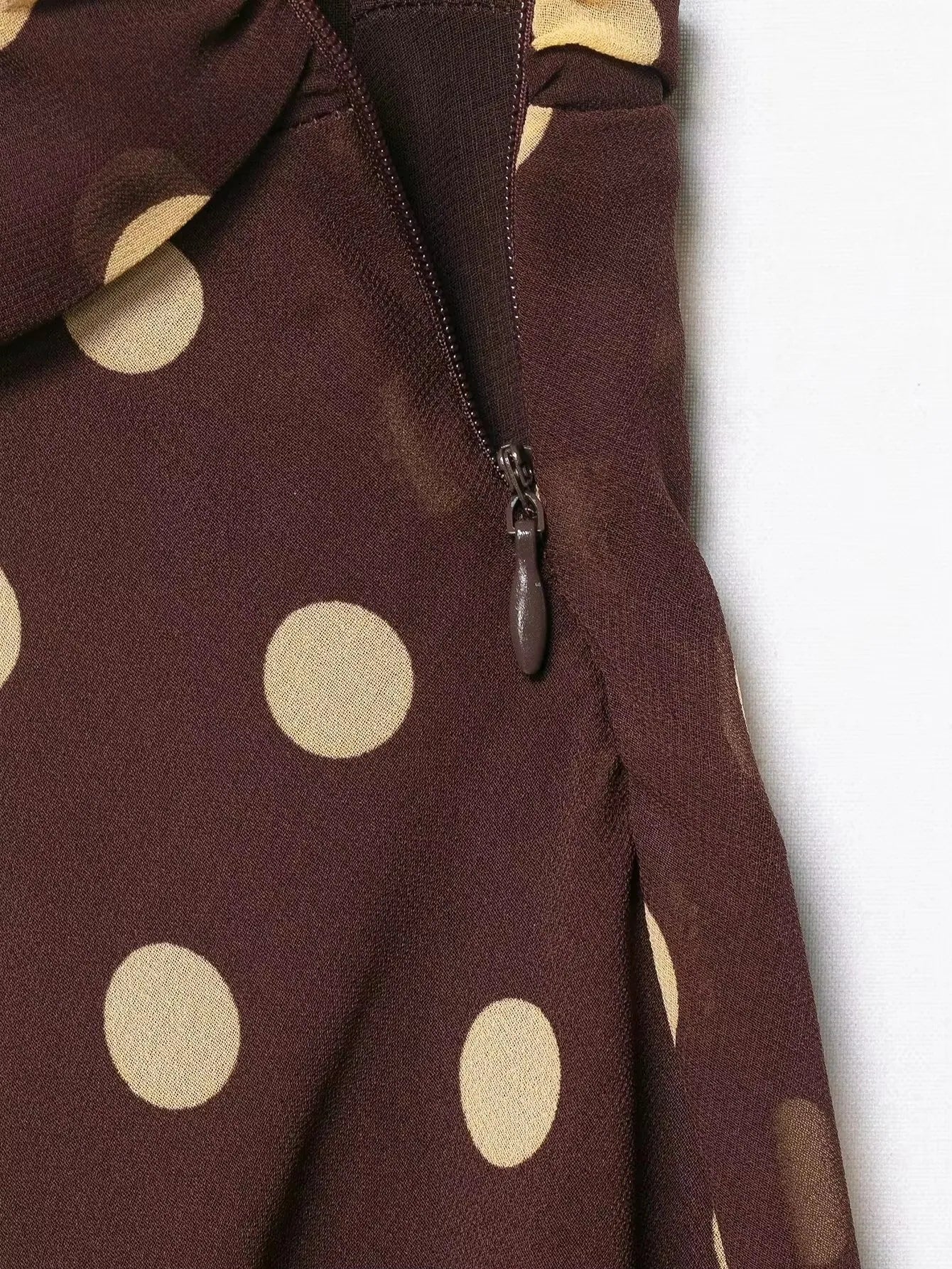 Mini Brown Skirt Yellow Polka Dot High Waist