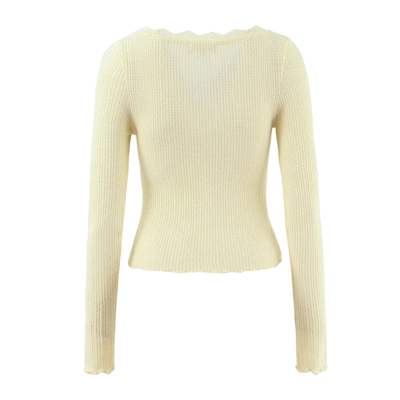 Women Fashion Sweet Lace Patchwork Knitted Cardigan Vintage O-Neck Long Sleeve Sweater