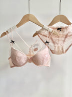 Lace Front Closure Lingerie Set For Women Wirefree Push Up Bra Delicate Straps Lightweight Comfort