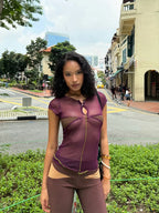 Sexy Mesh Patchwork Button o-Neck Mini Sleeve Top