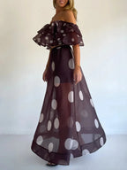 Sexy Print Asymmetrical Hem Long Skirt Set Fashionable Sleeveless Women's Polyester Fabric Casual Leisure Suit