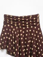 Mini Brown Skirt Yellow Polka Dot High Waist