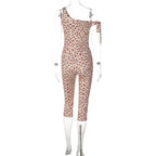 One Shoulder Backless Jumpsuit With Lace Up Detail