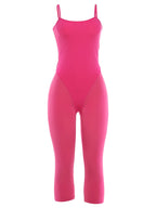 Slim Backless Playsuit With Low Neck High Waist Silhouette Ultra Stretch Sporty Romper