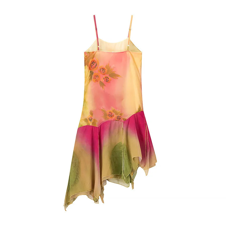 Floral Off Shoulder Sequined Dress With Irregular Hem
