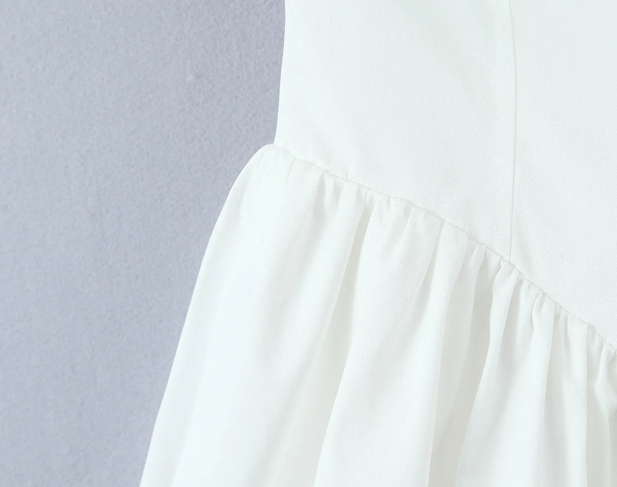 Backless Halter Embroidered White Dress For Women Elegant A Line Mini Dress