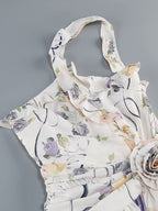 Flirty Floral Printed Off Shoulder Maxi Dress With Backless Detail And Ruffles