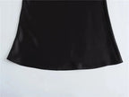 Satin High Waist Midi Skirt With Flair