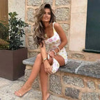Floral Sequin Mini Dress With Spaghetti Straps