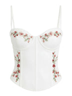 Floral Embroidered Slim Fit Spaghetti Strap Camisole Top