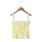 Golden Lace Ribbon Bow Corset Crop Top