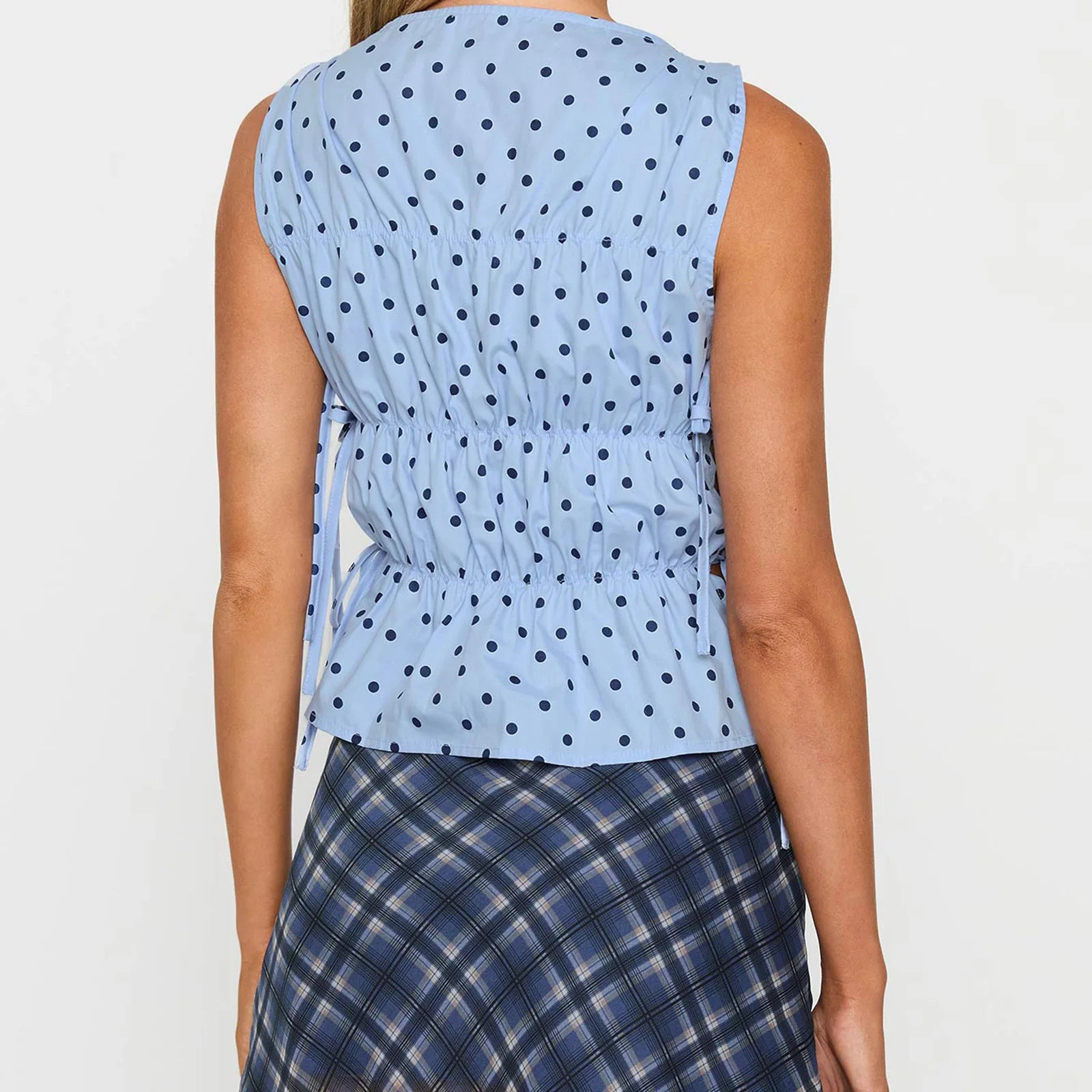 Tie-Up Side Dot Print Tank Top