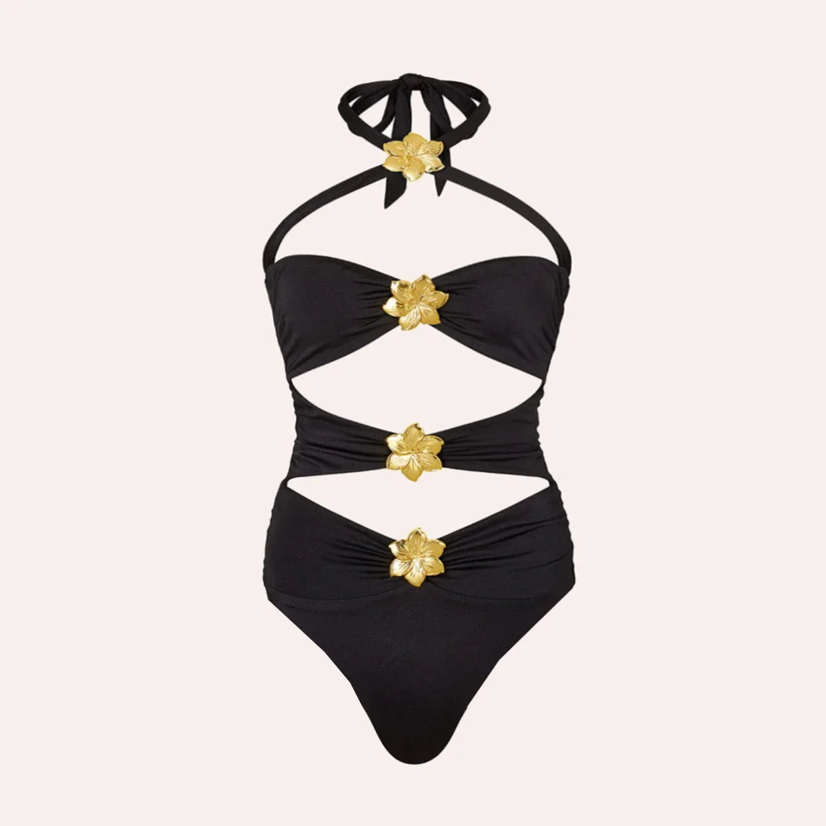 Off Shoulder Patchwork Belted One Piece Swimsuit With Cover Up for Beachside