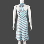 Open Back Halter Crop Top And Striped Skirt Set