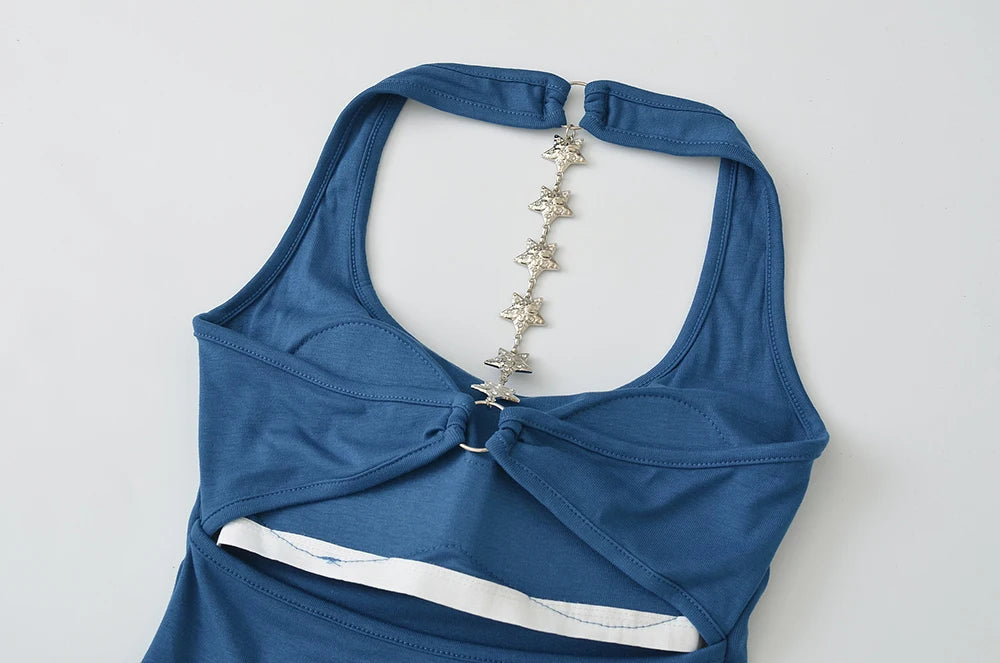 Midnight Y2K Backless Chain Cutout Strapless Tank Top