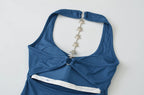 Midnight Y2K Backless Chain Cutout Strapless Tank Top