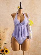 Lace Backless Bikini Set For Women Two Piece Beachwear Summer Swimwear