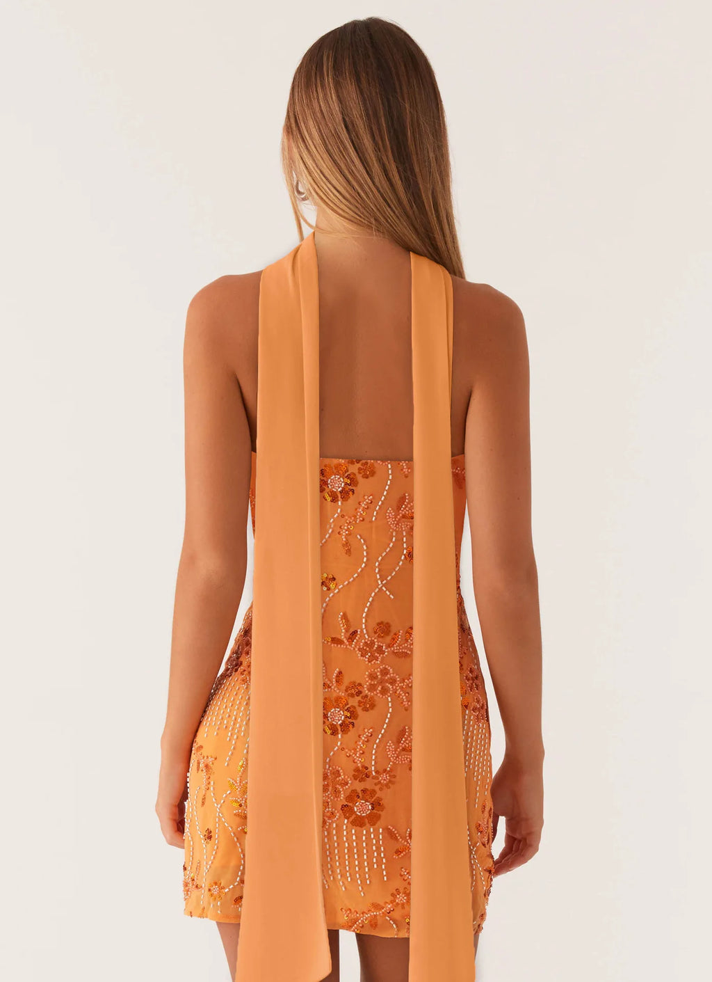 Embroidered Sequin Dress With Wrap Silhouette High Waist Sleeveless