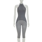Polka Dot Halter Romper For Women Backless Sleeveless Slim Fit